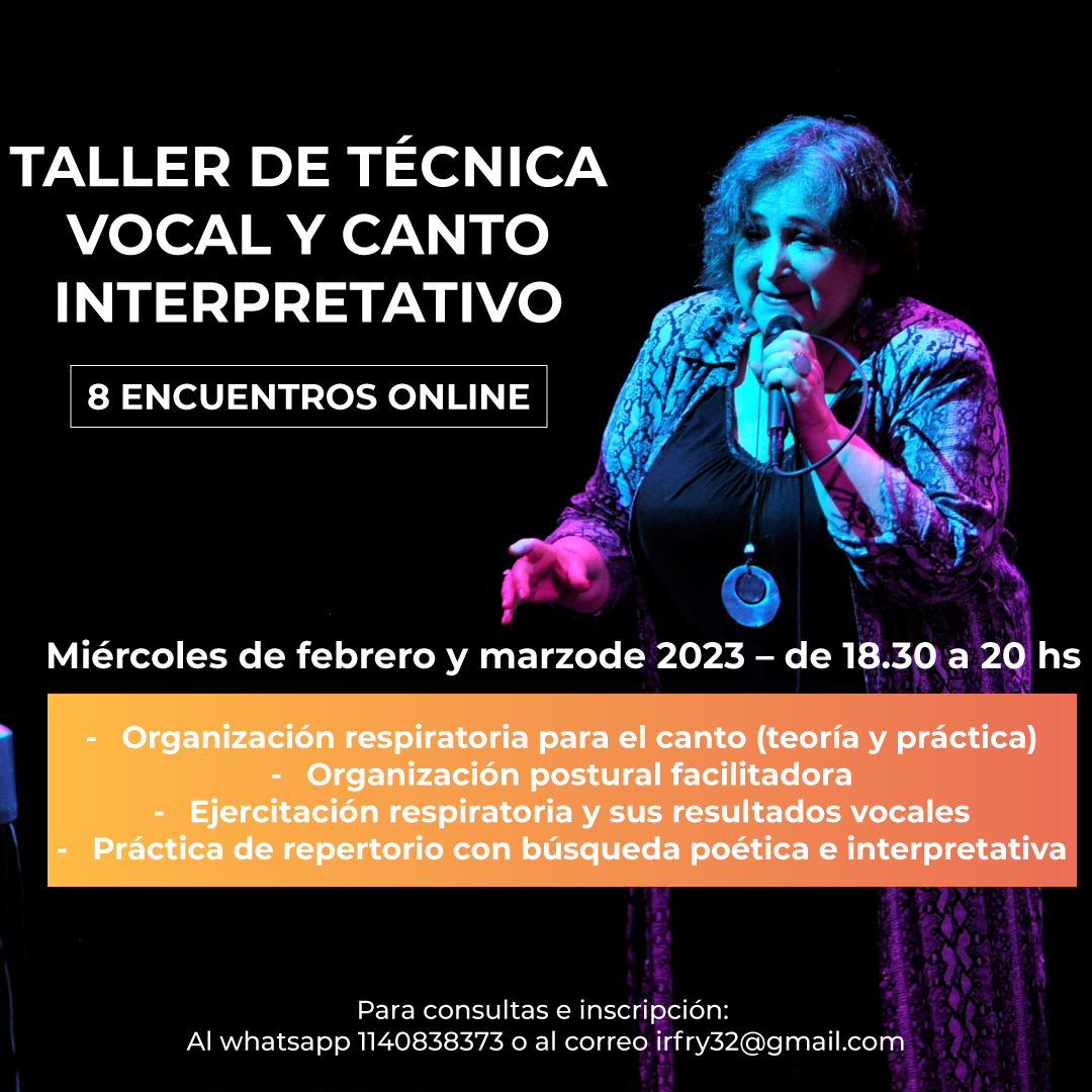 Taller de técnica vocal y canto interpretativo Irene Frydenberg